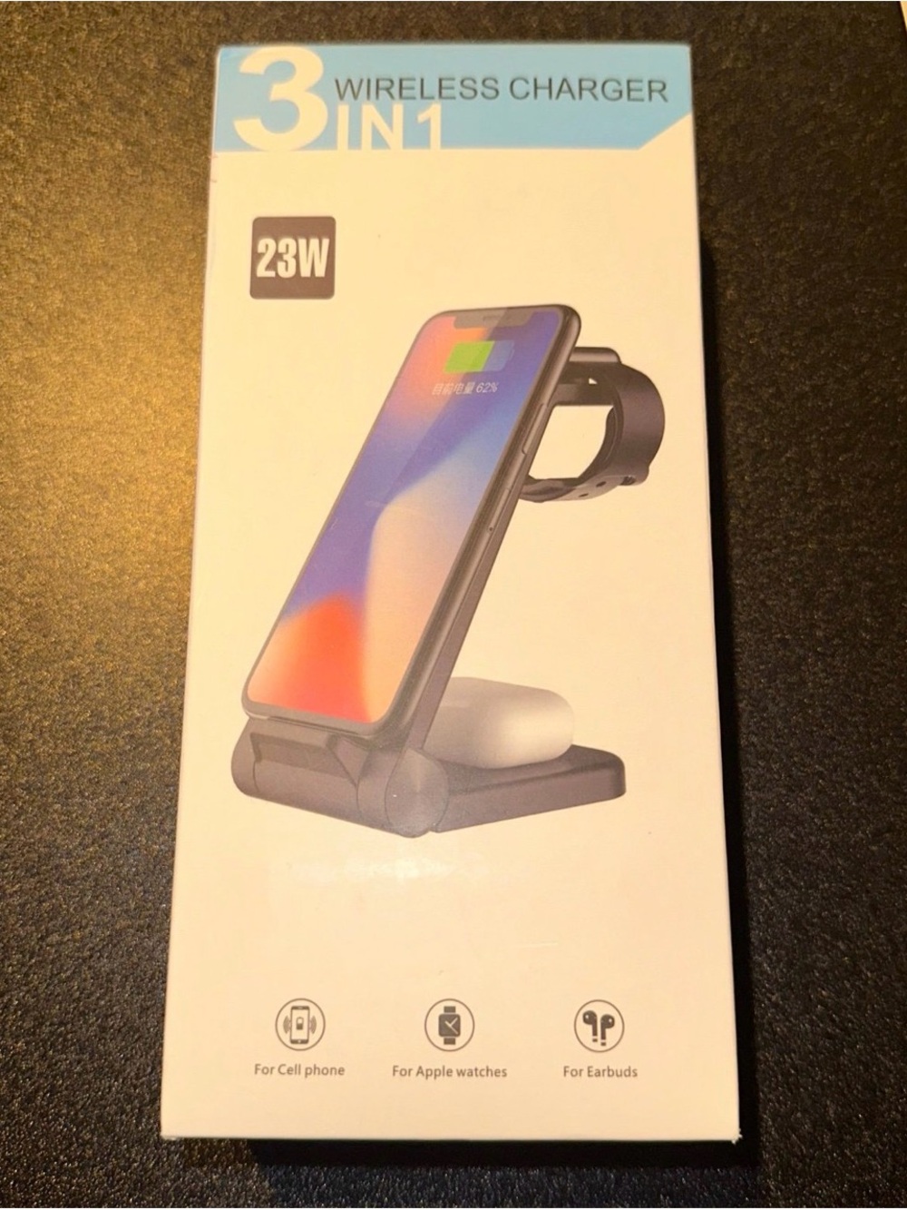 3-in-1 Wireless Charger Station (Black) - 23W Fast Charging